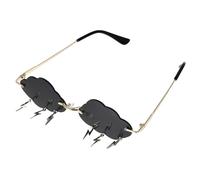 CLISPEED Rimless Cloud Bolt Sunglasses for Women, Metal Party | Crazy Sunglasses, Photo Booth Props, Fashionable Style, Protects Eyes from Sunshine, Cloud-bolt Shape