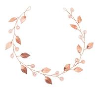 CLISPEED Rose Tone Leaf Wedding Headband with Handmade Crystal Soft Chain, Bridal Rhinestone Hair Accessories for Brides, Wedding Hair Decor for Women and Bride Headdress