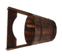 CLISPEED Rustic Wooden Hanging Flower Pot with Steel Handles for Fence | Half-barrel Bucket Shape, Flat-back Planter, Weather-resistant Finish, for Houseplants, Dried Flowers