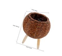 CLISPEED Rustic Woven Planter Basket with Handwoven Triangle Stand Indoor Plant Pot Holder for Flowers and Grasses Natural Decorative Storage for Home and Garden