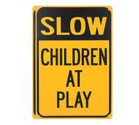 CLISPEED Safety Sign for Kids Playing - High Visibility Slow Down Warning Sign 30 X 20 Cm - Iron Construction for Outdoor Use 2-Pack