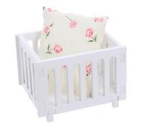 CLISPEED Scale Miniature Wooden Doll Crib with Bedding Handcrafted Dollhouse Furniture Accessory for Nursery Cozy Tiny Bedroom Decoration
