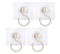 CLISPEED Self-Adhesive Hanging Hooks for Carrying Heavy Goods White 4pcs with Ultra-Strong Viscosity, Rotatable Wall Mounted Hooks for Kitchen, Bathroom, and Bedroom Towel Or Coat