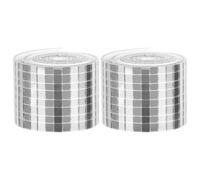 CLISPEED Self-Adhesive Silver Mosaic Wall Stickers 1464pcs DIY Mirror Tile Decals for Home and Ktv Decoration, 2 Rolls Creative Adhesive Glass Mirror Tiles for Wall Crafting