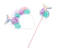 CLISPEED Sequin Mermaid Tail Costume Set for Lightweight Fairy Wand and Headband for Cosplay Party Material with Fine Workmanship Mermaid Dress Accessory