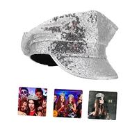 CLISPEED Sequin Wide Brim Navy Police Hat Role Playing Prop for Stage Performance Festival Unisex Sparkly Captain Hat with Durable Fabric