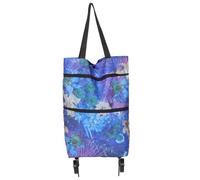 CLISPEED Shopping Trolley Bag with Wheels Reusable Lightweight Shopping Cart for Design for Grocery and Daily Use Suitable for Elderly and Busy Shoppers Purple Romance