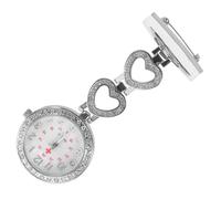CLISPEED Silver Alloy Nurse Pocket Watch with Rhinestone Decoration Portable Medical Quartz Fob Watch for Female Doctors and Nurses Easy Open Press Button Design Stylish Healthcare