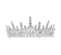CLISPEED Silver Crystal Crown Queen Costume Hat for Bridal Wedding Hair Princess Bride Crown Rhinestones for Tiaras for Adults