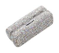 CLISPEED Silver Lipstick Case for Purse Rhinestone Iron and Glass Material Portable Organized Storage Shiny Dazzling Luxury Style with Mirror for Travel