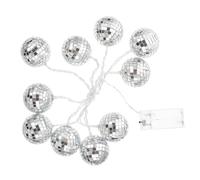 CLISPEED Silver Mirror Ball Light String 71 Inch Disco Balls Led String Lights Battery Operated Warm White for Indoor Outdoor Party Home Decoration