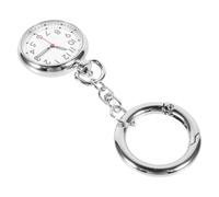 CLISPEED Silver Nurses Pocket Watch for Staff and Doctors, Stainless Steel Hanging Watch with Glow in The Dark Pointer, Can Be Fixed on Work Clothes, for Work and Holiday