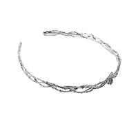 CLISPEED Silver Rhinestone Bridal Crown Headband Large Round Gothic Cosplay Hair Accessory for Women Comfortable Fit Princess Headpiece for Halloween Party Wedding