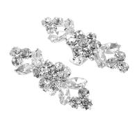 CLISPEED Silver Rhinestone Shoe Clips for Women and Bride, Decorative Shoe Accessories with Bling Alloy Material, for Graduation Period, Engagement, and Ball Events