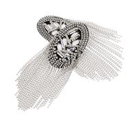 CLISPEED Silver Tassel Fringe Epaulets with Rhinestone Shoulder Boards Lightweight Costume Shoulder Badges for Suits Easy Attach Sew