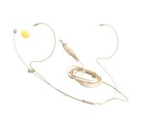 CLISPEED Single Earhook Wired Headset with 3.5mm Jack, Beige Headworn Microphone for Presenters and Performers, Condenser Mic Adapter Compatible with Public Speaking and Use