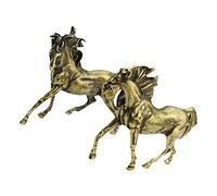 CLISPEED Small Antique Brass Running Horse Sculpture Retro Table Animal Model for Home Decor Feng Shui Ornament for Horse Lovers Equestrian Desk Decoration Gift