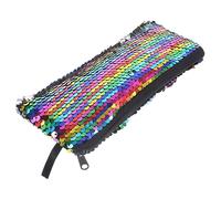 CLISPEED Small Sequin Cosmetic Bag for Makeup and Toiletry Storage for Women's Travel and Daily Use Features Zipper Closure and is Great for Holding Earphones Data Cables and Small