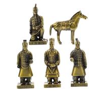 CLISPEED Small Vintage Alloy Terracotta Warriors Figurine Metal Desktop Decoration Classic Chinese Dynasty Craft Ornaments Stable and Alloy Statue Collection Indoor Home Display