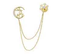 CLISPEED Snowflake Elk Lapel Pin Chain Collar Clip Brooch Corsage for Coat Jacket Modest Jewelry Accessory