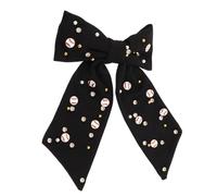 CLISPEED Sparkly Rhinestone Bow Hair Clips Black Spring Barrette for Teens and Adults Glittering Baseball Party Hair Accessories with Secure Grip Stylish Headwear for Casual and Formal