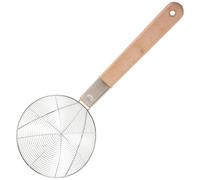 CLISPEED Spider Strainer Skimmer Ladle Hanging Ring Included Stainless Steel with Wooden Handle for Quick Drainage and Versatile Use in Culinary Settings