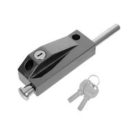 CLISPEED Spring Latch Assembly for Sliding Doors, Metal Spring Loaded Lock with 2 Keys, Surface Mount Ground Installation, Titanium Black, Small Size for Patio and Garden Gate Security