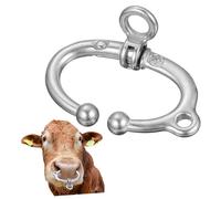 CLISPEED Stainless Steel Cattle Nose Ring with Spring Cow Nose Plier for Livestock Handling Easy to Install Medium for Cows Up to Professional Animal Husbandry Tool