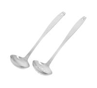 CLISPEED Stainless Steel Cooking Ladle with Hooks Long Handle Soup and Slotted Spoon for Straining and Serving Hot Pot Kitchen Utensils for Soup Sauce and Solid Foods