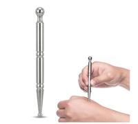 CLISPEED Stainless Steel Pen Massage Tool - Handheld Massage Stick Acupressure Pen Muscle Scraper Guasha Rod for Face Neck Back Eye Hand, Facial Reflexology Tool Silver