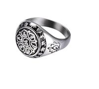 CLISPEED Stainless Steel Vintage Rune Ring for Women Men Ring Security Wedding Retro Style