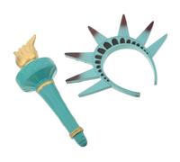 CLISPEED Statue of Liberty Costume Kit 2pcs Set Lightweight Pu Resin Torch and Green Spiked Crown Headband, Comfortable All-day Wear for Halloween Costume Parties and Party Gatherings