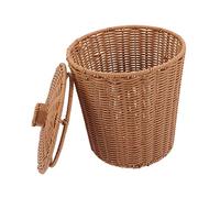 CLISPEED Storage Bucket with Lid Storage Bins with Lids Woven Simple Lidded Wicker Laundry Basket Lid Decor for Rattan Baskets Rattan Laundry Hamper Baskets Lids Pp Brown