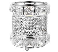 CLISPEED Stylish Silver Makeup Brush Storage Box and Stationery Organizer with Metal and Crystal Material, Handy for Organizing Makeup Brush Sets on Coffee Table or Living Room