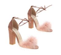 CLISPEED Summer Chunky Heel Ankle Strap High Heels for Women Non-Skid Super High Heeled Shoes with Rubber Suede Upper and Comfortable for Casual and Party Wear Pink