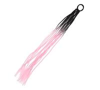 CLISPEED Synthetic Ombre Dreadlock Hair Extension Braid, 12-strand Crochet Ponytail in Black and Pink, Festival and Party Hairpiece for Women, Colorful Decorative Hair Accessory
