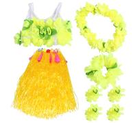 CLISPEED Thickened Adult Grass Skirt Set Colorful Luau Party Costume for Hawaiian Dance Performances Tropical Summer Beach Celebration Favors