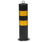 CLISPEED Thickened Steel Safety Isolation Column Black Yellow Security Post with High Reflective Warning for Driveway Protection and Road Barricade