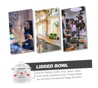 CLISPEED Thickened Vintage Enamelware Soup Bowl with Lid Adorable Multi-Functional Kitchen Tableware for Rice Instant Noodles Fruits and Desserts Food-Grade Material for Home and Dining Use