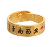 CLISPEED Thirteen Orphans Mahjong Ring for Women Chinese Feng Shui Jewelry Vintage Statement Band Unique Gambling Ring Creative Wedding Bands