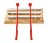 CLISPEED Three Tone Hand Chime Musical Instrument for Adjustable Volume Classroom Bell with Mallet for Yoga Meditation and Mindfulness Light Brown