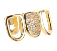 CLISPEED Tooth Gem Grill Teeth Hip Hop Style Gold Plated Hollow Design Charming for Men and Women Special Occasions Parties Accessory