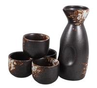 CLISPEED Traditional Japanese Ceramic Sake Set Snowflake White Small High Temperature Resistant Sake Pot and Reusable Cups for Home and Restaurant Serving