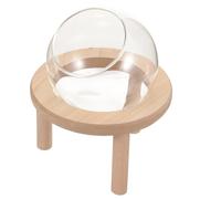 CLISPEED Transparent Glass Small Hamster Sand Bath Box with Wooden Base Multi Functional Small Pet Bathtub and Toilet Easy Clean Delicate Bathroom for Hamsters