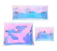 CLISPEED Travel Makeup Organizer Bag Set of 3pcs, Portable Cosmetic Storage Pouches with Blue Light Shiny Design, Suitable for Coins, Makeup, and Small Accessories