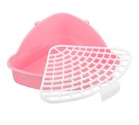 CLISPEED Triangle Rabbit Litter Tray for Pets with Large Activity Space and Detachable Design, Pink Plastic Corner Litter Box Suitable for Daily Life and Small Animal Toilet