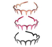 CLISPEED U Toothed Resin Hairband 3Pcs for Women Includes Black Brown Burgundy Suitable for Exercise and Casual Wear Skin-Friendly Material