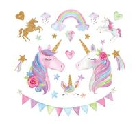 CLISPEED Unicorn Wall Sticker for Room, Cartoon PVC Background Wall Decals Assorted Colour, Adhesive Dreamlike Decoration for Home Nursery Or Classroom Door
