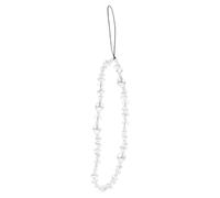 CLISPEED Unique Mobile Phone Chain Keychain with White Glass Beads, Easy to Carry and Decorative Anti-lost Hanging Strap for Mobile Phones and Keychains, Creative and Elegant Design