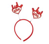 CLISPEED Valentines Day Heart Shaped Glitter Love Gesture Headband for Valentine Day Party Decorations Women's Hair Accessories for Flower Girl Hair Accessories